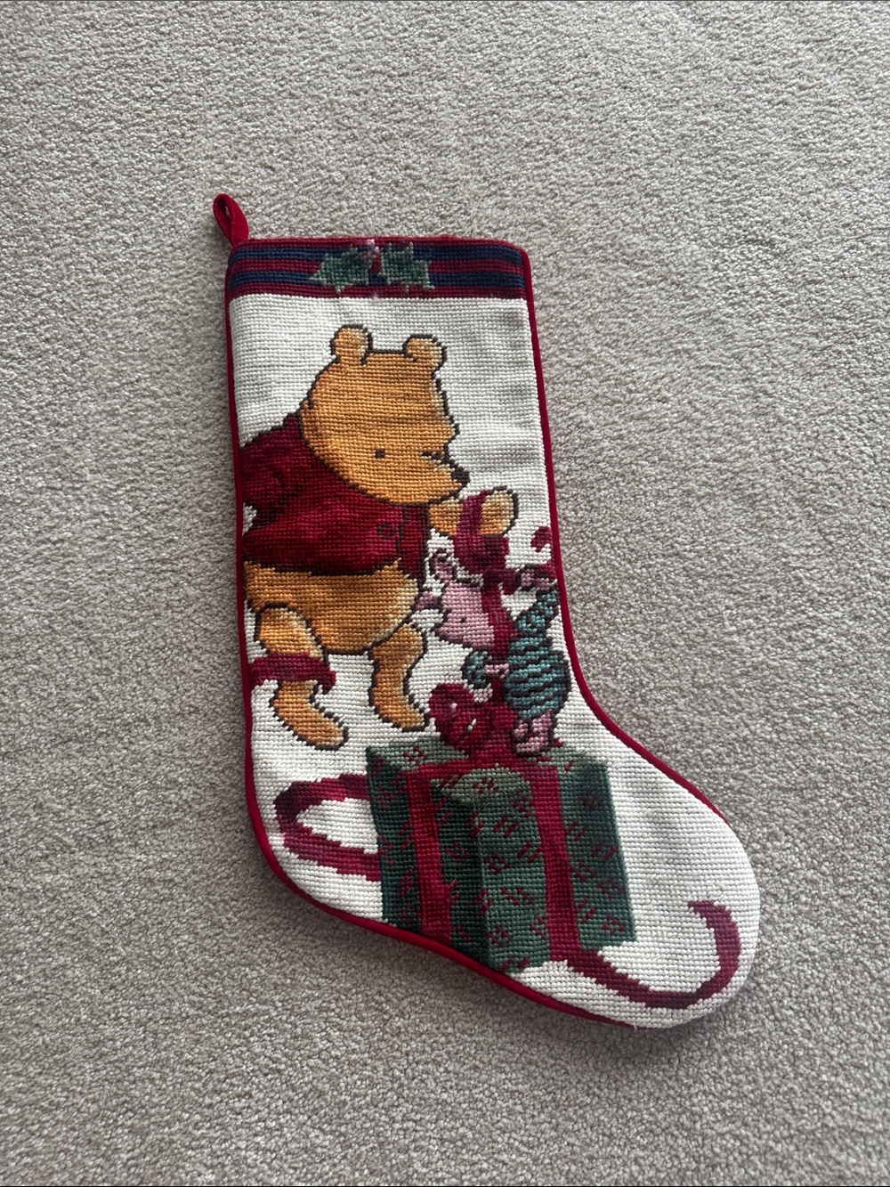 Disney Winnie the Pooh Red Green Christmas Stocking